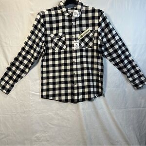 Men’s Tallwoods Vintage Black and White Checkered Flannel Shirt